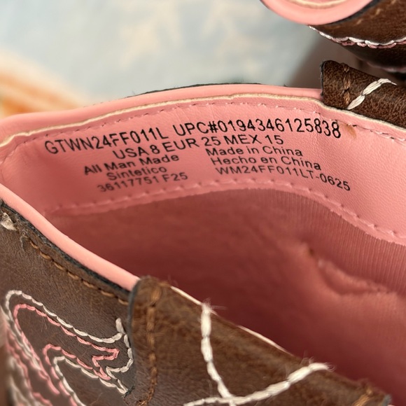 ❤️Kids Brown and Pink Cowboy Boots New Size 8 Wonder Nation - Picture 14 of 16